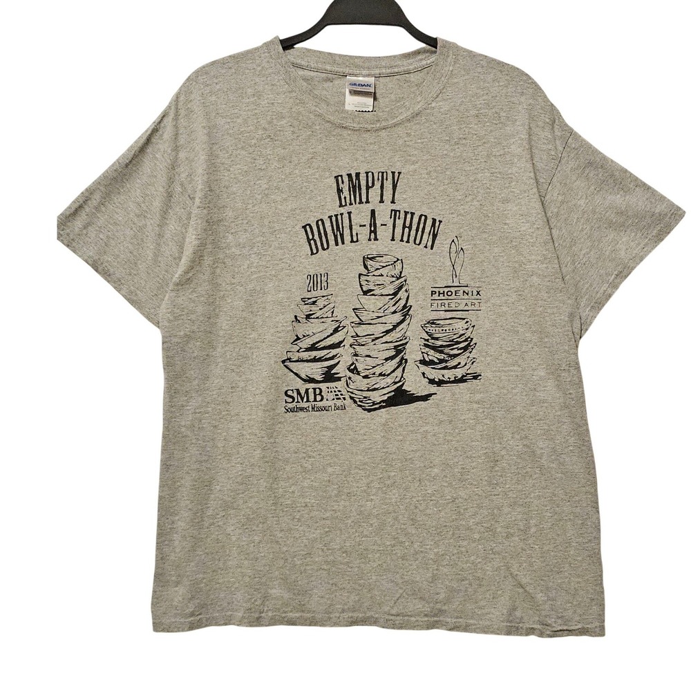 Gildan Mens Empty Bowl-A-Thon 2013 Graphic T-Shirt Grey Large 1680